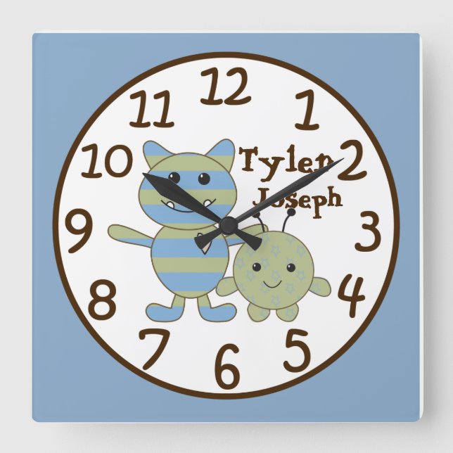 Little Monsters Peeking Baby Wall Clock (Front)