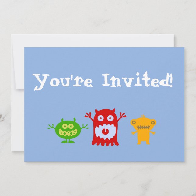 Little Monsters Personalised Party Invitation (Front)