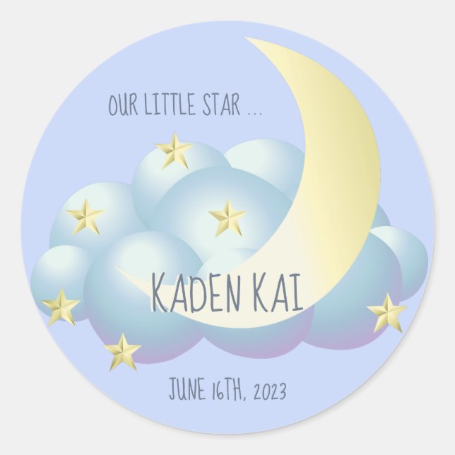 Little Moon and Stars  Classic Round Sticker (Front)