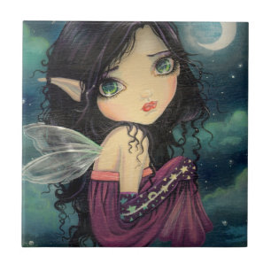 Little Moon Big-Eye Fairy Fantasy Art Ceramic Tile
