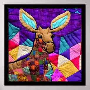 Little Moose Calf Quilt Like Design Poster
