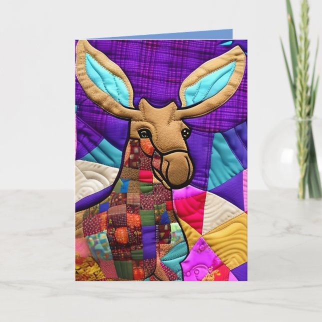 Little Moose Calf Quilt Like Design Thank You Card (Front)