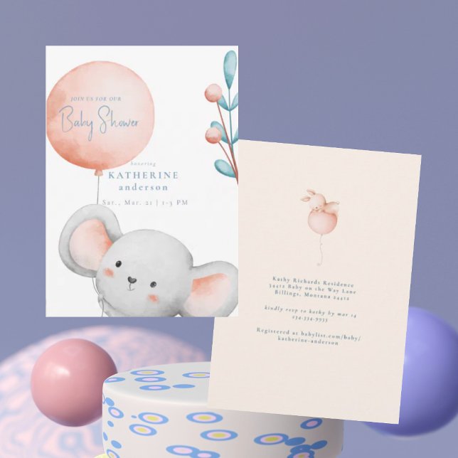 Little Mouse Blush & Blue Baby Shower Invitation (Creator Uploaded)