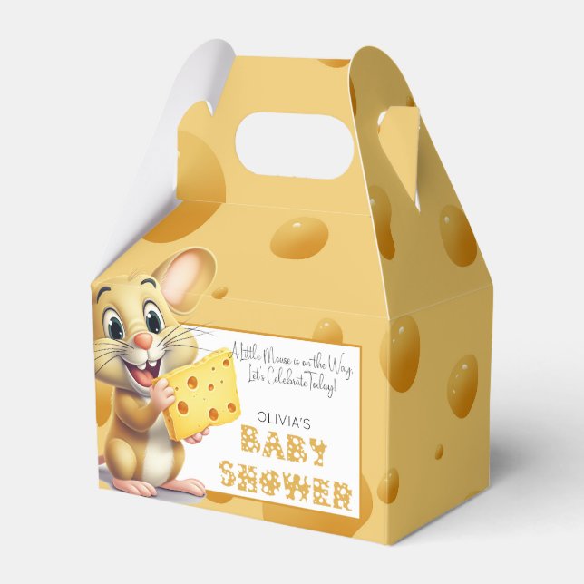 Little mouse in cheese Baby Shower Favour Box (Front Side)