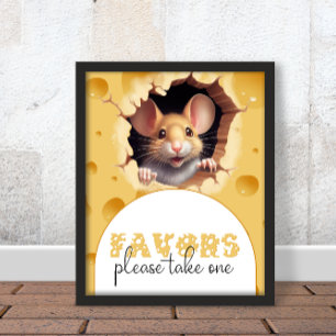 Little mouse in cheese Baby Shower favours Poster