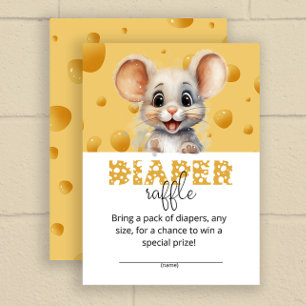 Little mouse in cheese diaper raffle ticket enclosure card