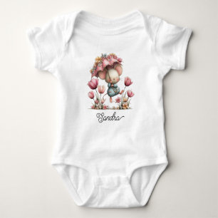 Little Mouse in Tulips Baby Bodysuit