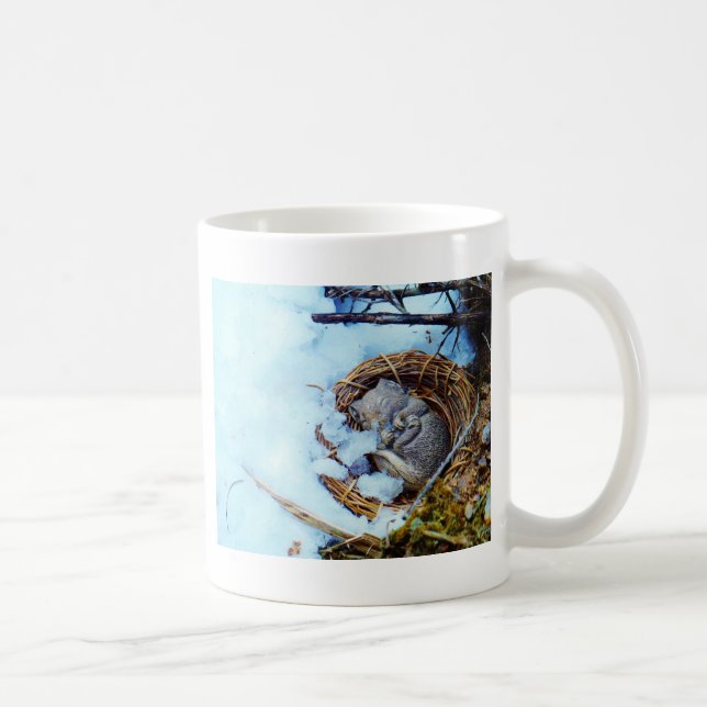 Little mouse sleeping in the snow coffee mug (Right)