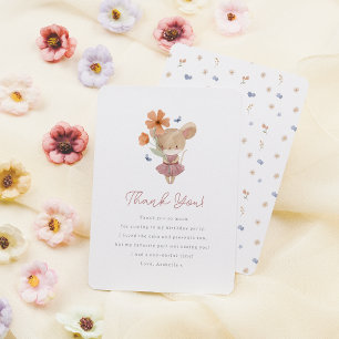 Little Mouse Wild One Boho Wildflower 1st Birthday Thank You Card