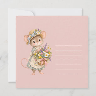 Little Mouse Wildflower Basket Invitation