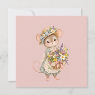 Little Mouse Wildflower Basket Invitation