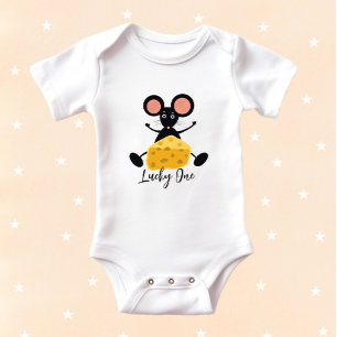 Little mouse with cheese baby bodysuit