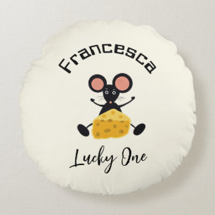 Little mouse with cheese round cushion