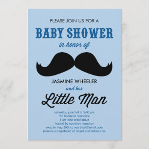 Little Moustache Baby Shower Invitations