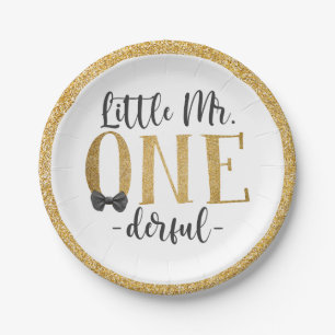 Little Mr. One Derful 1st Birthday Paper Plate