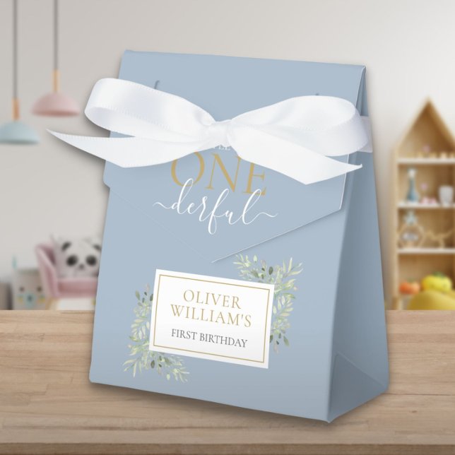 Little Mr ONEderful Cute Boy Blue First Birthday Favour Box (Little Mr ONEderful Cute Boy Blue First Birthday Favor Box)