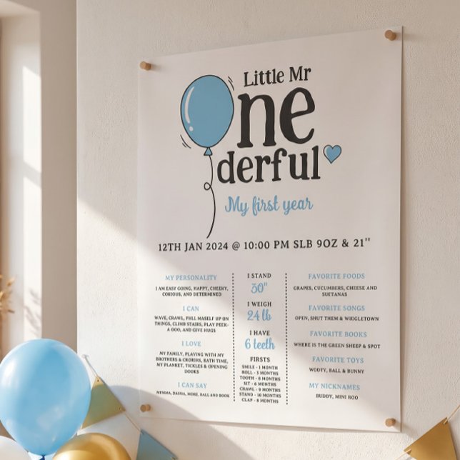 Little Mr Onederful First Bday Milestone Poster (Creator Uploaded)
