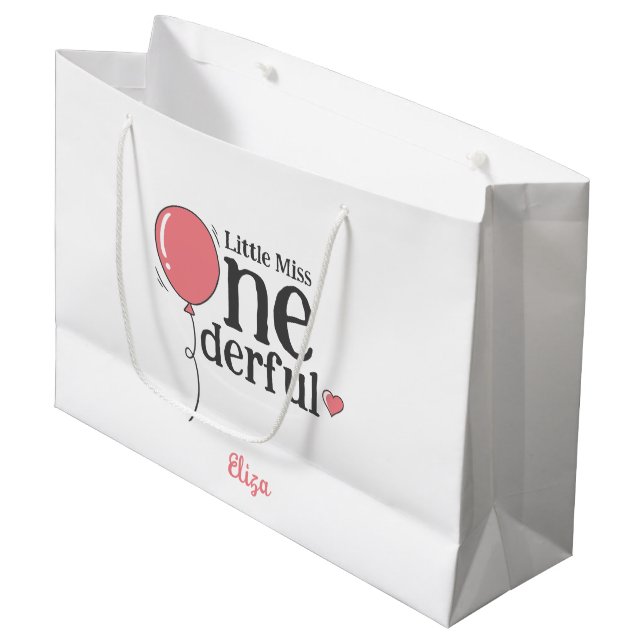 Little Mr Onederful Happy Birthday Pink Large Gift Bag (Front Angled)