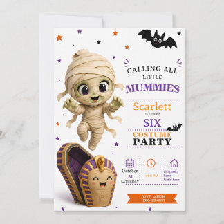 Little Mummy Costume - Party Halloween Birthday Invitation