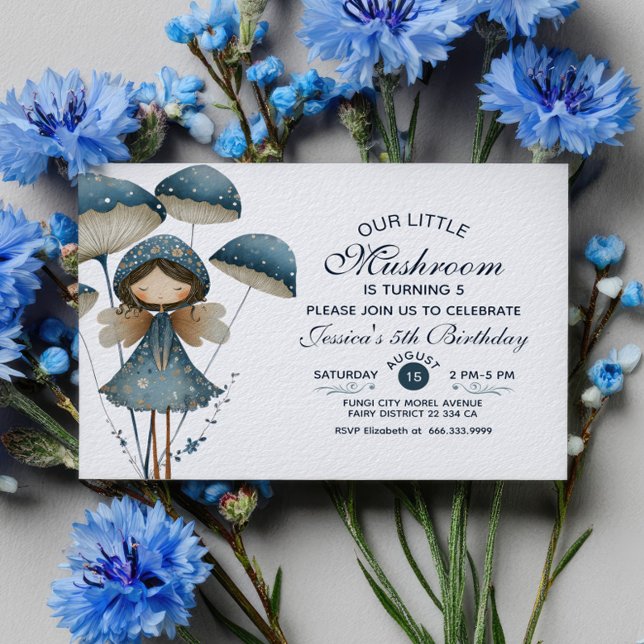 Little Mushroom Fairy Elegant Kids Birthday Party  Invitation (Creator Uploaded)