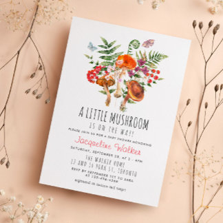 Little Mushroom Fall Baby Shower Invitation