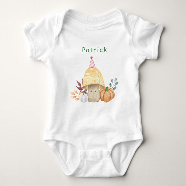 Little Mushroom first Birthday Party  Baby Bodysuit (Front)