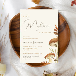 Little Mushroom Forest Woodland Boy Baby Shower Invitation