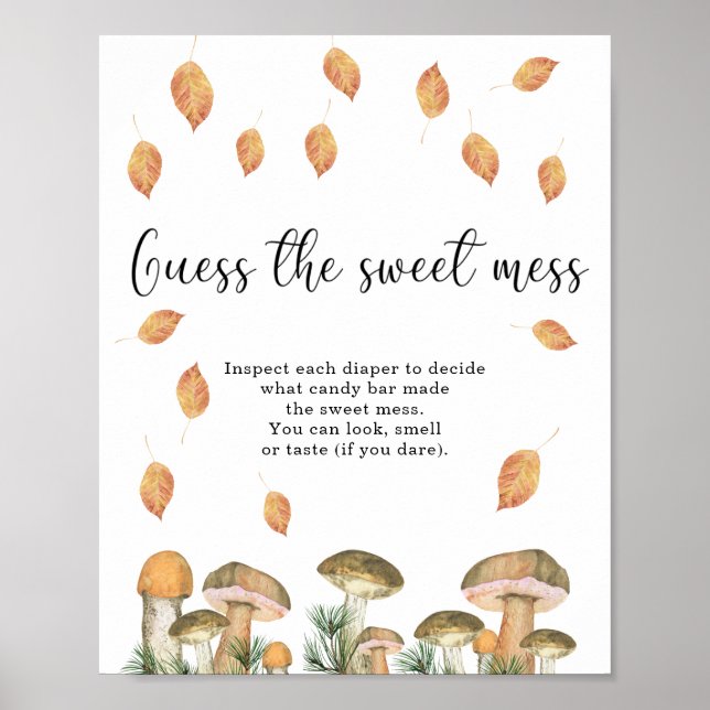 little mushroom - guess the sweet mess baby shower poster (Front)