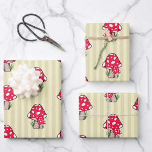 Little Mushroom Illustration Wrapping Paper Sheet