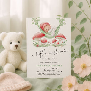 LIttle Mushroom is on Way Woodland Baby Shower Invitation