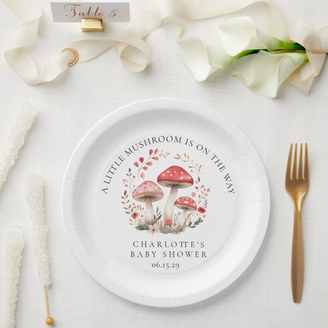 Little Mushroom Wildflowers Baby Shower  Paper Plate (Wedding)