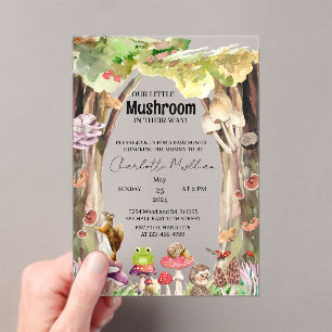 Little Mushroom Woodland Forest Fall Baby Shower Acrylic Invitations