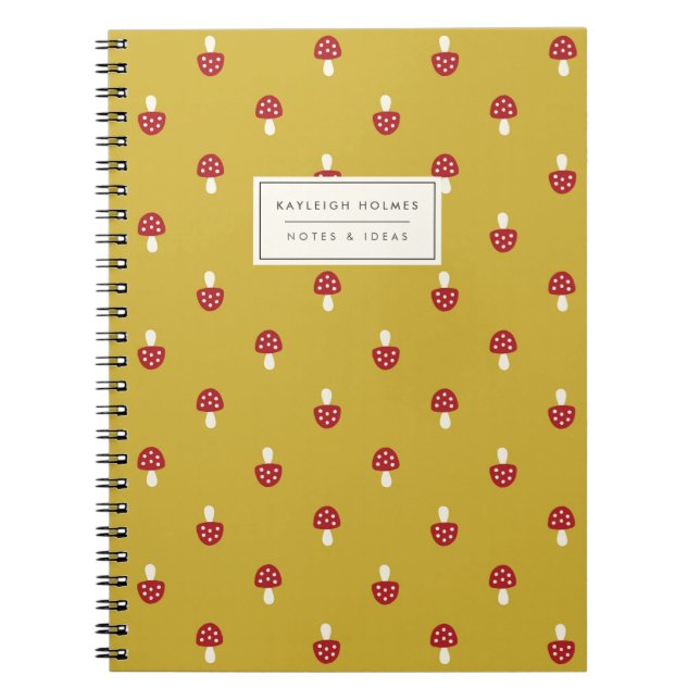Little Mushrooms (Gold) Spiral Notebook (Front)