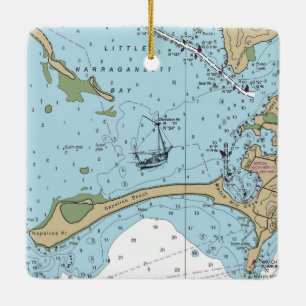 Little Narragansett Bay Chart Ceramic Ornament