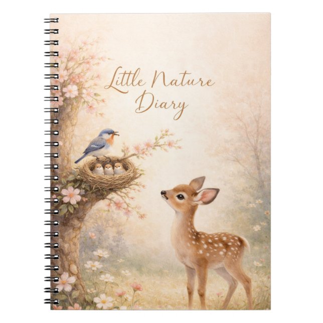 Little Nature Diary Cute Deer Bird Nest Notebook | (Front)