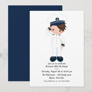 Little Navy Boy Nautical Birthday Party Invitation