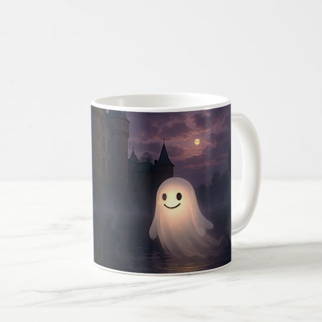 Little nice ghost walking around coffee mug (Front Right)