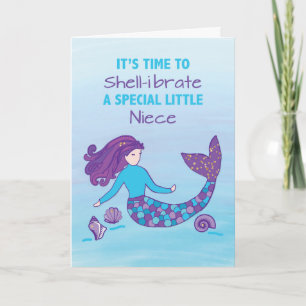 Little Niece Birthday Sparkly Look Mermaid Card