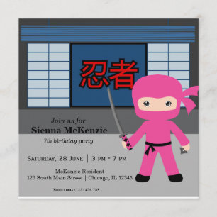 Little ninja birthday theme invitation