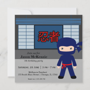 Little ninja birthday theme invitation