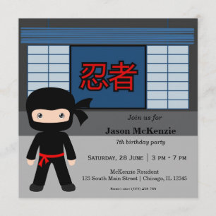 Little ninja birthday theme invitation