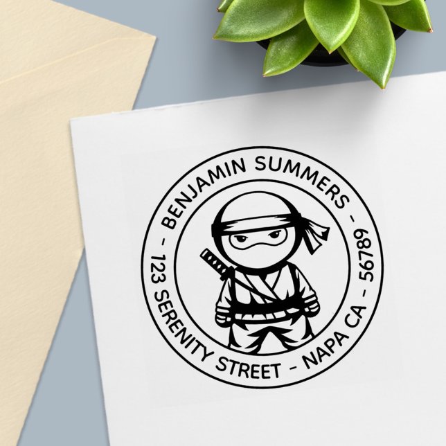 Little Ninja Round Address Self-inking Stamp (Creator Uploaded)