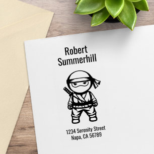 Little Ninja Warrior Address Rubber Stamp