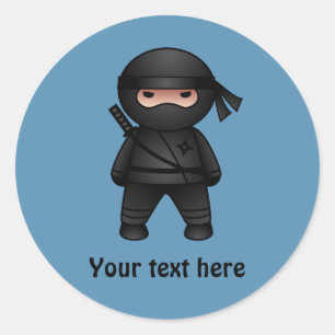Little Ninja Warrior on Blue Classic Round Sticker