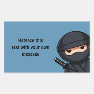 Little Ninja Warrior on Blue Rectangular Sticker