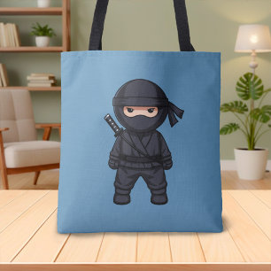 Little Ninja Warrior on Blue Tote Bag