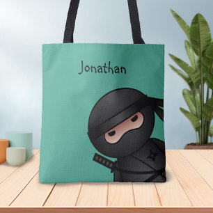 Little Ninja Warrior on Green Tote Bag