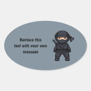 Little Ninja Warrior on Grey Oval Sticker