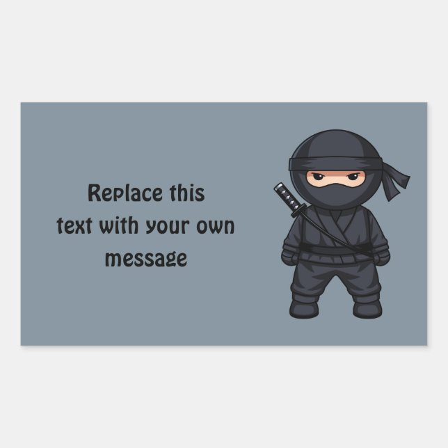 Little Ninja Warrior on Grey Rectangular Sticker (Front)