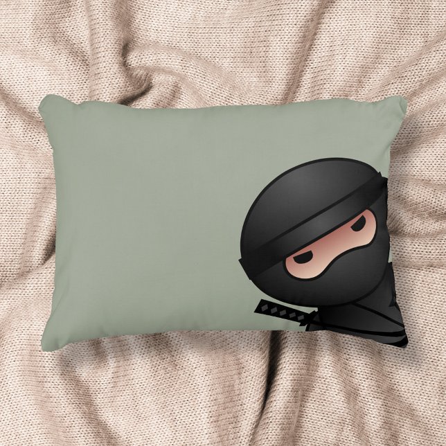 Little Ninja Warrior on Sage Green Decorative Cushion (Creator Uploaded)